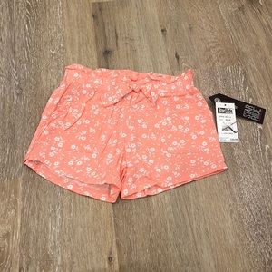 Girls coral floral shorts